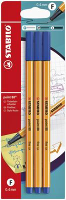 Fineliner stabilo point 88/41 f blauw 3st | 10 stuks