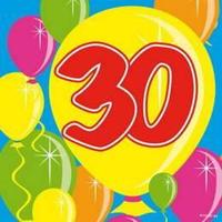 30 jaar servetten balloons - 20 stuks - thumbnail