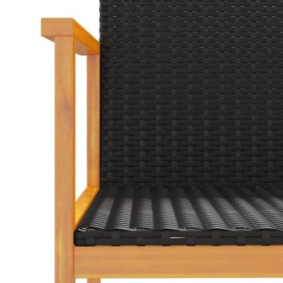 Tuinstoelen 2 st poly rattan en massief hout zwart Tuinstoelen 2 st poly rattan en massief hout zwart