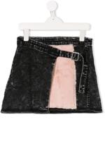 Andorine asymmetric denim skirt - Black - thumbnail