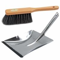 Stoffer en blik bruin/zilver van edelstaal voor binnen - Stoffer en blik - thumbnail