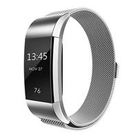 By Qubix - Compatible met Fitbit Charge 2 milanese bandje - Maat: Large - Zilver - Compatible fitbit bandje - thumbnail