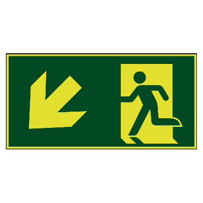 Nooduitgang naar links onder lichtgevend - 400 x 200 mm - Kunststof bord