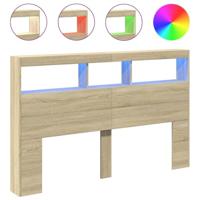 Hoofdbordkast met LED-verlichting 160x17x102 cm sonoma eiken - thumbnail