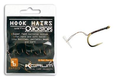 Korum Barbed Hook Hairs With Quickstops Size 12, 5 st