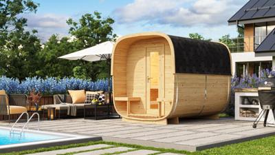 CUBE sauna Rovaniemi 219x286 cm vurenhout- Boogdak- Hout- Tuindeco