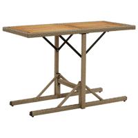 Tuintafel massief acaciahout en poly rattan beige - thumbnail