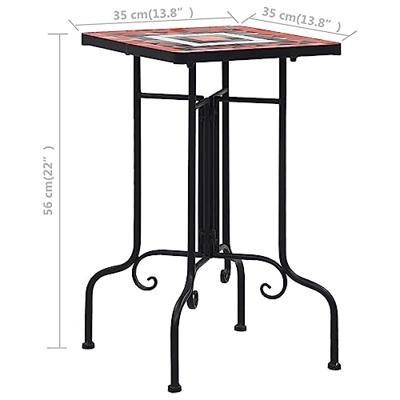 VidaXL Bijzettafel mozaïek keramiek terracottakleurig en wit VidaXL Bijzettafel mozaïek keramiek terracottakleurig en wit
