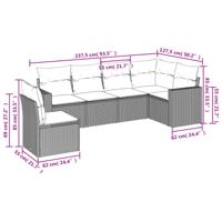 7-delige Loungeset met kussens poly rattan beige - thumbnail