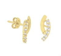 Oorknoppen Zirkonia Geelgoud Glanzend 10.5 mm x 4 mm - thumbnail