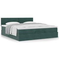 Ottoman bed met matras 160x200cm fluweel donkergroen - thumbnail