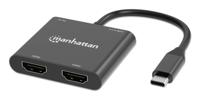 Manhattan USB 2.0 Adapter [1x USB-C stekker - 4x HDMI-bus, USB 2.0 bus A, USB-C bus (Power Delivery)] 15 cm 4K UHD, Stekker past op beide manieren, Met laadbus - thumbnail