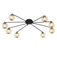 QAZQA Moderne plafondlamp zwart met goud 8-lichts - Athens Wire - thumbnail