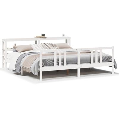 Bedframe met hoofdeinde zonder matras 200x200 cm wit