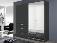 Kast HARBOR 4 deuren 4 lades grijs metaal met spiegel - thumbnail