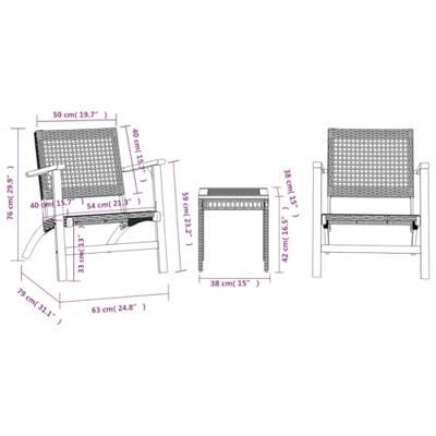 3-delige Bistroset poly rattan en massief acaciahout beige 3-delige Bistroset poly rattan en massief acaciahout beige
