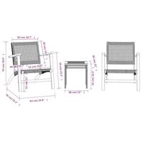 3-delige Bistroset poly rattan en massief acaciahout beige - thumbnail
