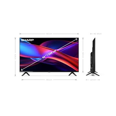 Sharp 43GD2225E - Roku 43 inch Full HD TV - Frameloze LED Smart TV multimedia streaming (HDR10, AV1 codec, 3 HDMI, ontvanger, wifi) - Netflix, Prime, Disney+, Apple TV