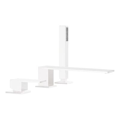 Badrandkraan Tres Cuadro Exclusive met Handdoucheset Lange Rechte Uitloop 22 cm Mat Wit Badrandkraan Tres Cuadro Exclusive met Handdoucheset Lange Rechte Uitloop 22 cm Mat Wit