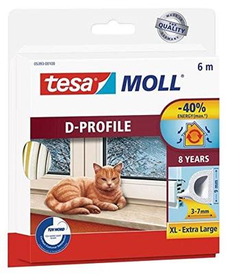 Tesa Tochtband - d profiel - 6m x 3-7mm - wit Tesa Tochtband - d profiel - 6m x 3-7mm - wit