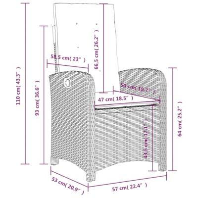 Tuinstoel verstelbaar met kussens poly rattan beige
