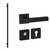 Hardbrass Voordeurset vierkant 3-delig met XL-greep 1900mmSKG3 met kerntrekbeveiliging - zwart - thumbnail