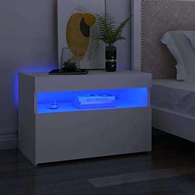 VidaXL Nachtkastje met led-verlichting 60x35x40 cm bewerkt hout wit