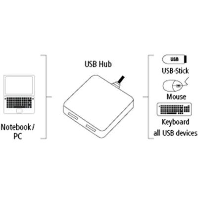 Hama 12131 USB-hub 2.0 (aansluiting van maximaal 4 USB-apparaten, geschikt voor USB 2.0, achterwaarts compatibel, stroomvoorziening via USB-aansluiting) zwart Single zwart