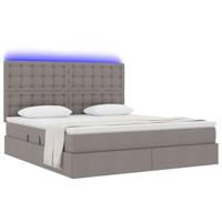 Opbergbed met LED met matras Taupe 180 x 200 cm Polyester - thumbnail