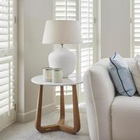 Rivièra Maison Ronde Bijzettafel 'Casone' Marmer en eikenhout, 60cm - thumbnail