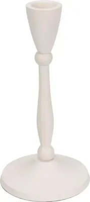 Kandelaar metaal rond 8.5x17cm wit