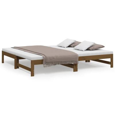 Slaapbank uitschuifbaar grenenhout honingbruin 2x(90x190) cm Slaapbank uitschuifbaar grenenhout honingbruin 2x(90x190) cm