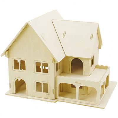 Creativ Company 3d houten constructie set, huis met veranda, afm 22,5x16x17,5, 1 stuk