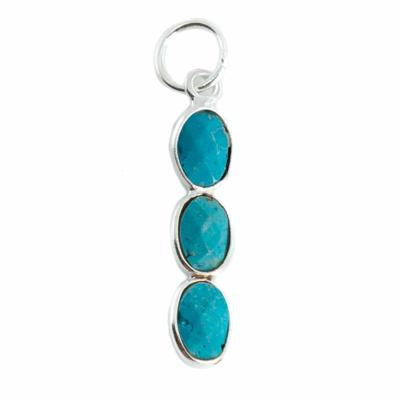 Edelsteen Hanger Turkoois 3 Stenen - Zilver - 20 x 4 mm