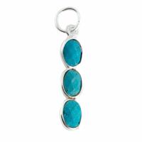 Edelsteen Hanger Turkoois 3 Stenen - Zilver - 20 x 4 mm - thumbnail