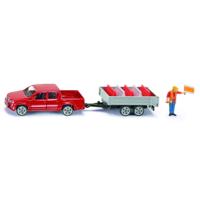 Siku Volkwagen pick up met kantelaanhangwagen rood/zilver (3543) - thumbnail