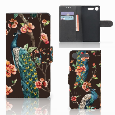 Sony Xperia XZ1 | Telefoonhoesje | Met pasjeshouder | Pauw met Bloemen Sony Xperia XZ1 | Telefoonhoesje | Met pasjeshouder | Pauw met Bloemen