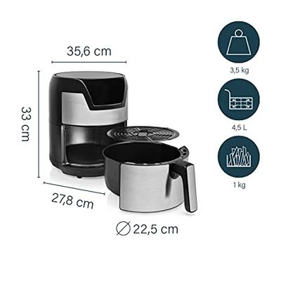 Princess 01.182026.01.001 Airfryer 4.5 l 1500 W Oververhittingsbeveiliging, Timerfunctie, Met display Zwart/zilver
