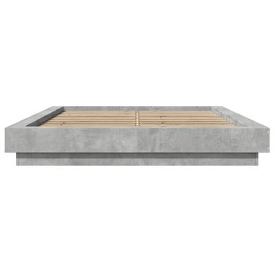 Bedframe met LED-verlichting bewerkt hout betongrijs 135x190 cm