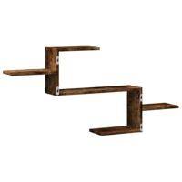 Wandschap 104x15x49 cm bewerkt hout gerookt eikenkleurig - thumbnail