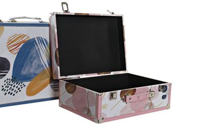 Set decoratieve dozen DKD Home Decor Abstract Hout Polyester (43 x 19 x 34 cm) (2 pcs)