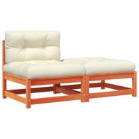 Tuinbank zonder armleuningen met kussens en voetenbank - thumbnail