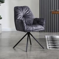 Artistiq Eetkamerstoel 'Gadi' Velvet, kleur Zwart - thumbnail