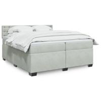 Boxspring met matras fluweel lichtgrijs 200x200 cm - thumbnail