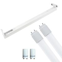 LED TL Armatuur met T8 Buis Incl. Starter - Aigi Dybolo - 60cm Dubbel - 16W - Helder/Koud Wit 6400K - Beschermingsgraad IP20 - thumbnail