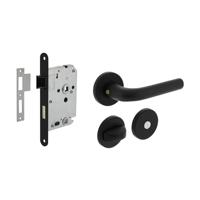 Intersteel Deurbeslag set wc slot zwart met deurkruk Eucla met rozet zwart - thumbnail