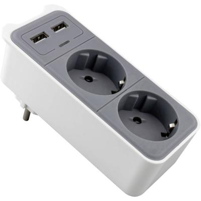 Stekkerdoos Met USB- Verdeelstekker - Overspanningsbeveiliging - 2 USB Poorten (HPS1202U)