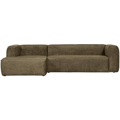 WOOOD Loungebank 'Bean' Links, Structure Velvet, kleur Moss