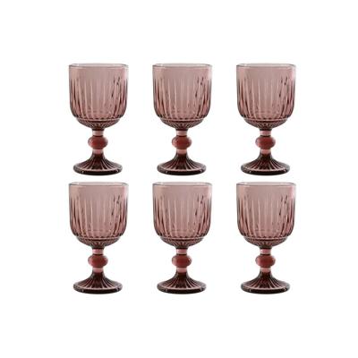 Set van bekers Home ESPRIT Roze Kristal 8 x 8 x 14,5 cm (6 Stuks)