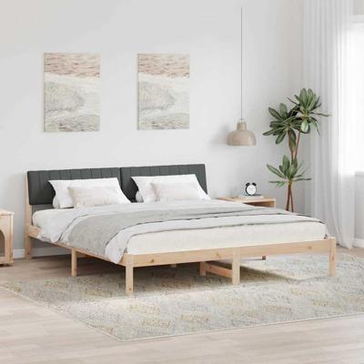 Bedframe Bruin en donkergrijs 180 x 200 cm Massief grenenhout